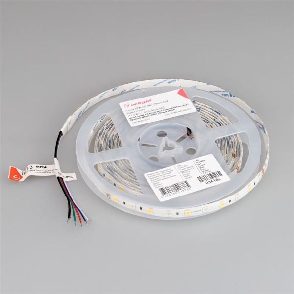 Светодиодная лента RTW-SE-B60-10mm 24V RGBW-White (14.4 W/m, IP65, 5060, 5m) (Arlight, Открытый)
