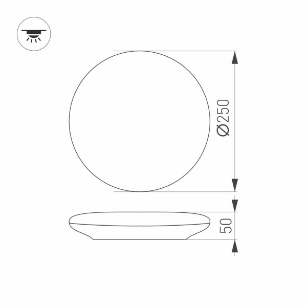Светильник CL-FRISBEE-MOTION-R250-12W Warm3000 (WH, 180 deg, 230V) (Arlight, IP54 Пластик, 3 года)