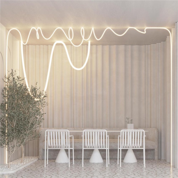 Светодиодная лента герметичная MOONLIGHT-SIDE-A336-D40mm 24V Warm2400 360deg (15 W/m, IP65, 2835, 5m, wire x1) (Arlight, Вывод кабеля боковой)