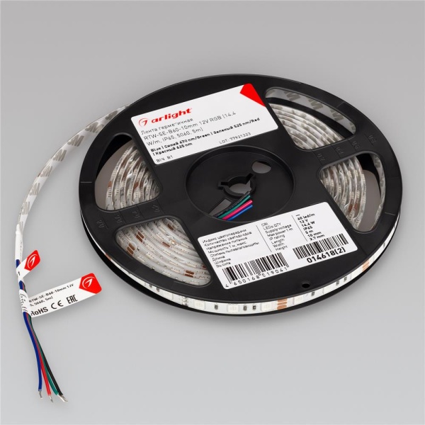 Светодиодная лента герметичная RTW-SE-B60-10mm 12V RGB (14.4 W/m, IP65, 5060, 5m) (Arlight, -)