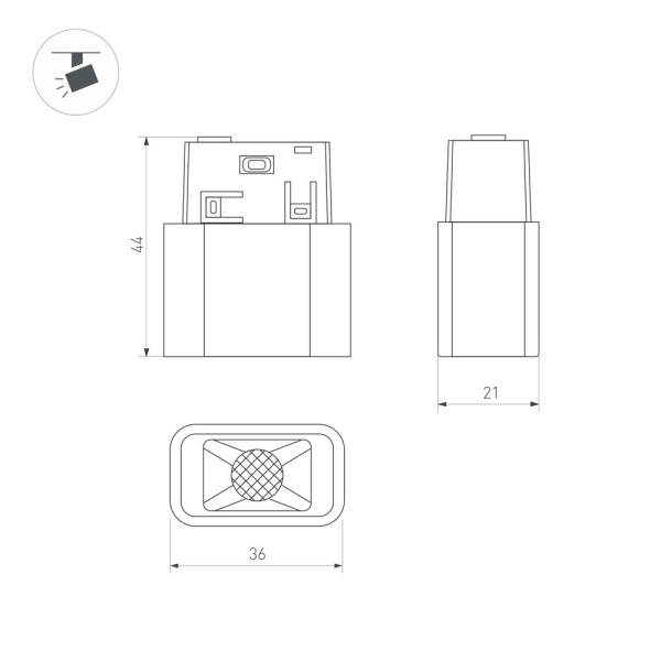 Светильник MAG-ORIENT-BABY-S36x21-2W Day4000 (BK, 24 deg, 48V) (Arlight, IP20 Металл, 5 лет)