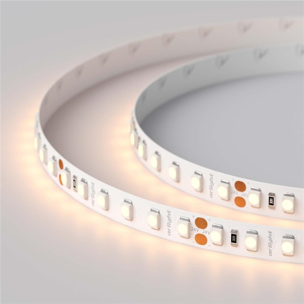 Светодиодная лента RT 2-5000 24V Warm2400 2x (3528, 600 LED, LUX) (Arlight, 9.6 Вт/м, IP20)