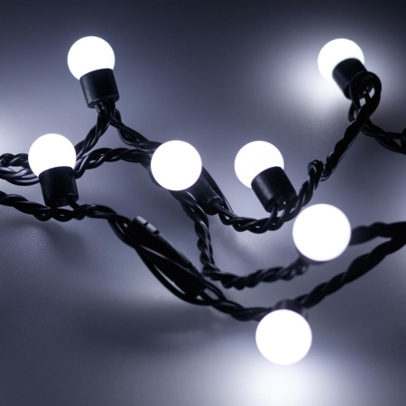 Светодиодная гирлянда ARD-BALL-CLASSIC-D17.5-10000-BLACK-100LED WHITE (230V, 7W) (Ardecoled, IP65)