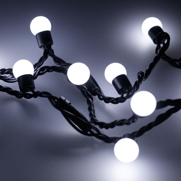 Светодиодная гирлянда ARD-BALL-CLASSIC-D17.5-10000-BLACK-100LED WHITE (230V, 7W) (Ardecoled, IP65)
